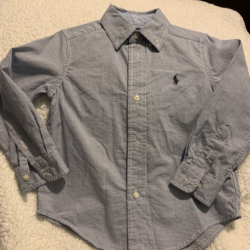 RALPH LAUREN Boys 3T Button Up! Blue/White. Excellent Condition!